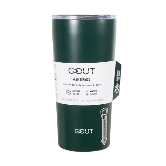 Mug Térmico 560 Ml Con Abridor Gout - Verde Oscuro