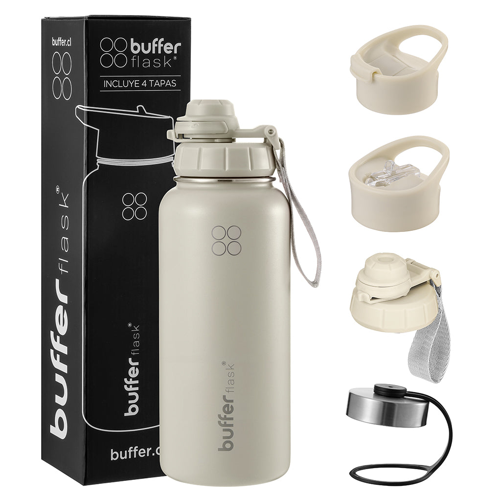 Botella Térmica Buffer Acero Inoxidable 950ml +4 Tapas Ivory
