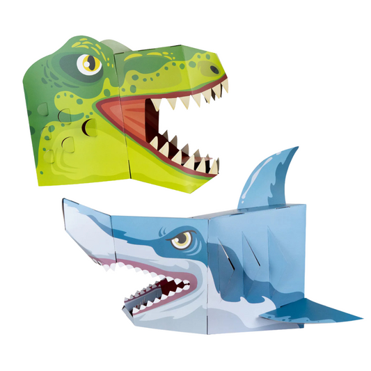 Combo Máscaras para Armar: Dinosaurio y Tiburón