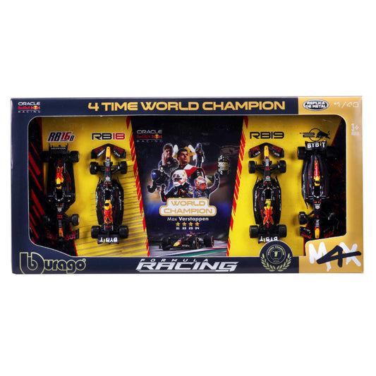 Pack 4 Auto M4X Campeón Red Bull Racing 1:43 Verstappen