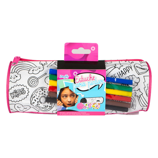 Estuche Rosado de Tela Para Colorear