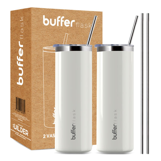 Set de 2 Vasos Térmicos Buffer Frío y Calor Blanco