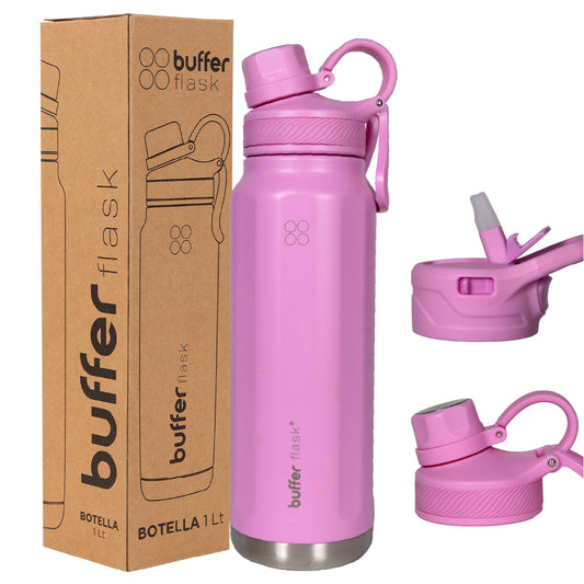 Botella Termica Agua Acero Inoxidable Buffer Paine 1L +tapas Dani Pink