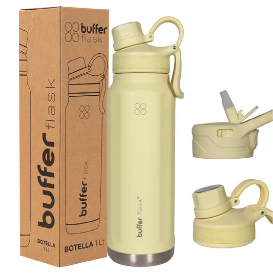 Botella Termica Agua Acero Inoxidable Buffer Paine 1L+tapas Dani Lemon