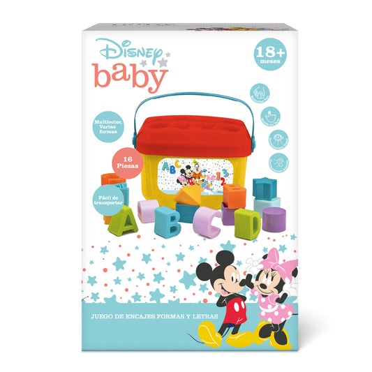 Juego De Encajes Formas Y Letras 16 Bloques Disney Baby