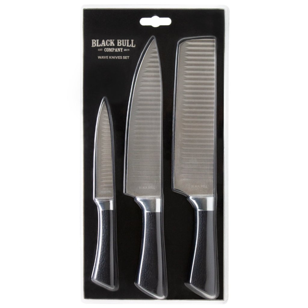Set 3 Cuchillos Wave Black Bull