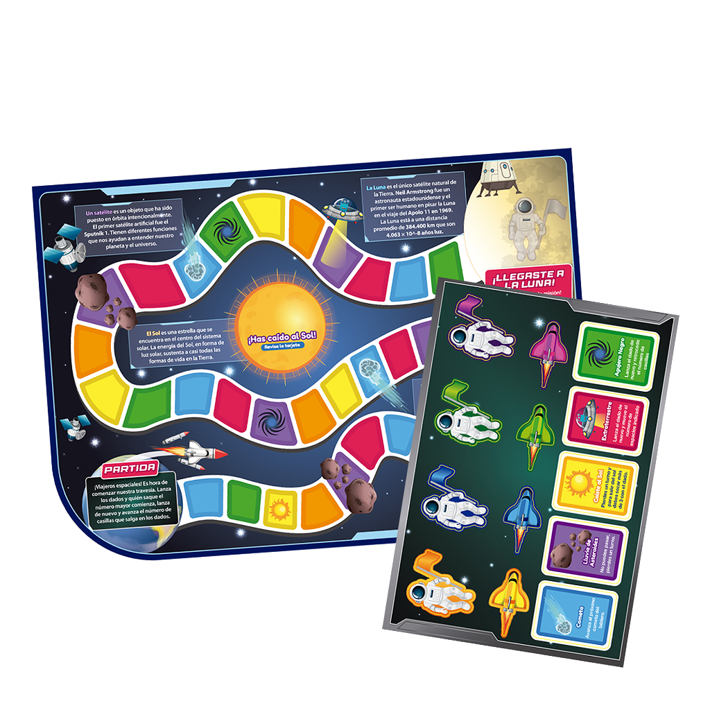 Juego Viaje A La Luna, Incluye Dados - Láminas Magnéticas Interactivas