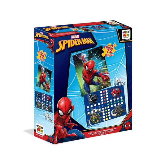 2 En 1 Puzzle 72 + Ludo Spiderman