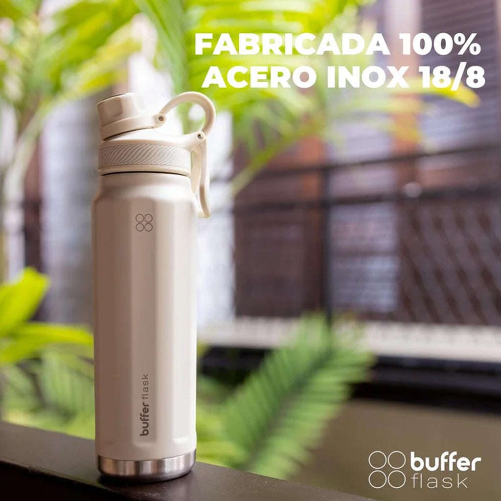 Botella Agua Térmica Buffer Paine 700ml + 2 Tapas Ivory