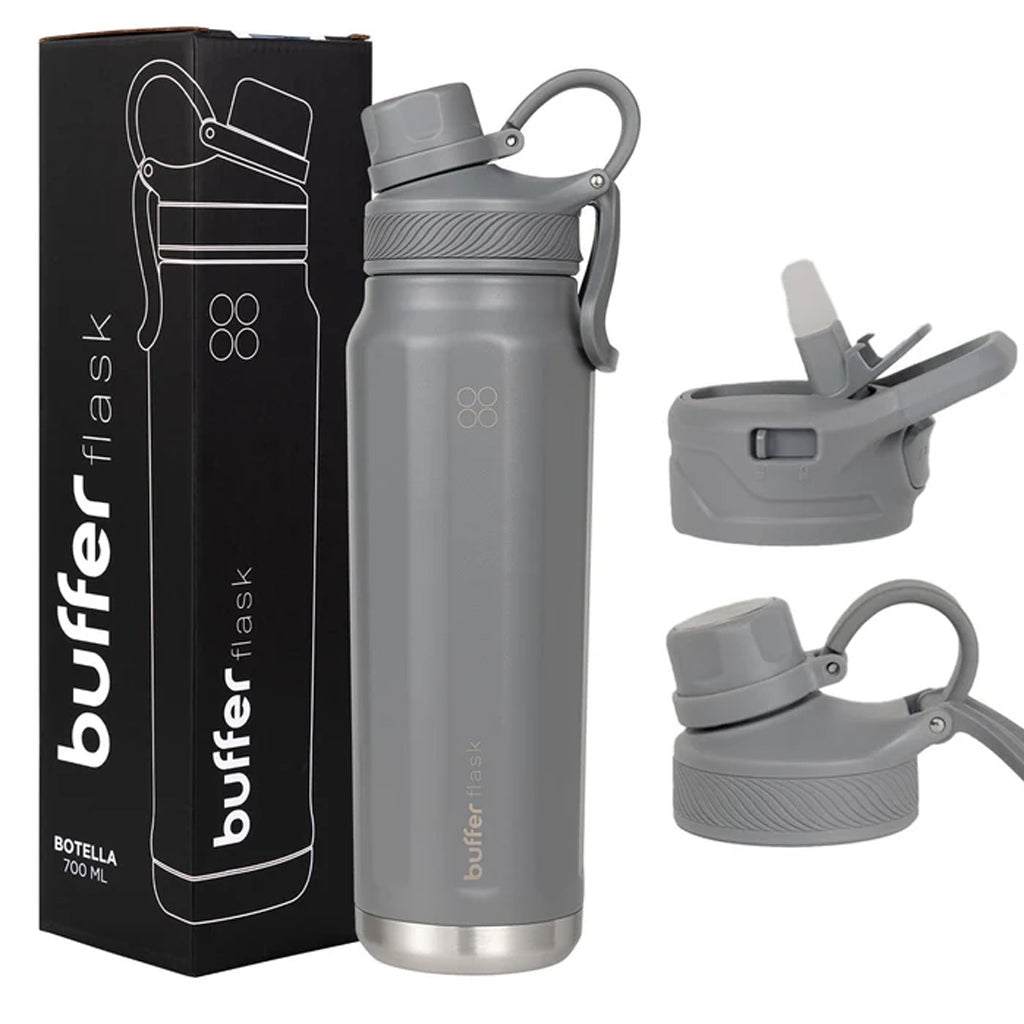 Botella Agua Térmica Buffer Paine 700ml + 2 Tapas Cool Grey