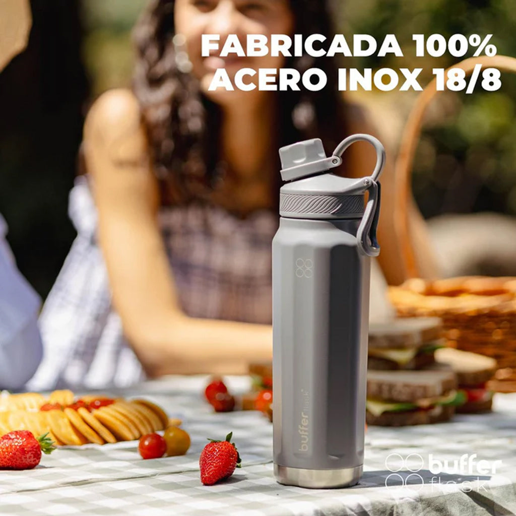 Botella Agua Térmica Buffer Paine 700ml + 2 Tapas Cool Grey