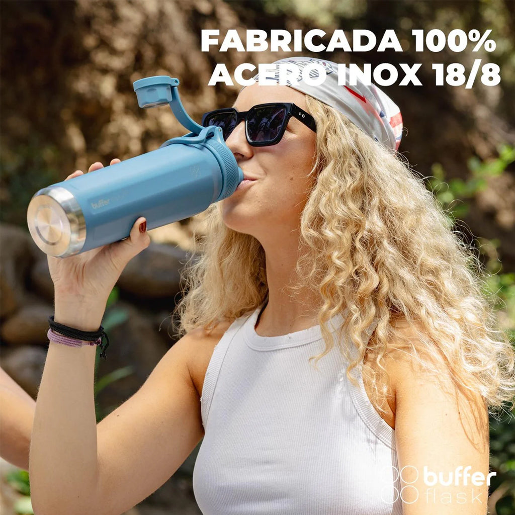 Botella Agua Térmica Buffer Paine 700ml + 2 Tapas Blue Verdi