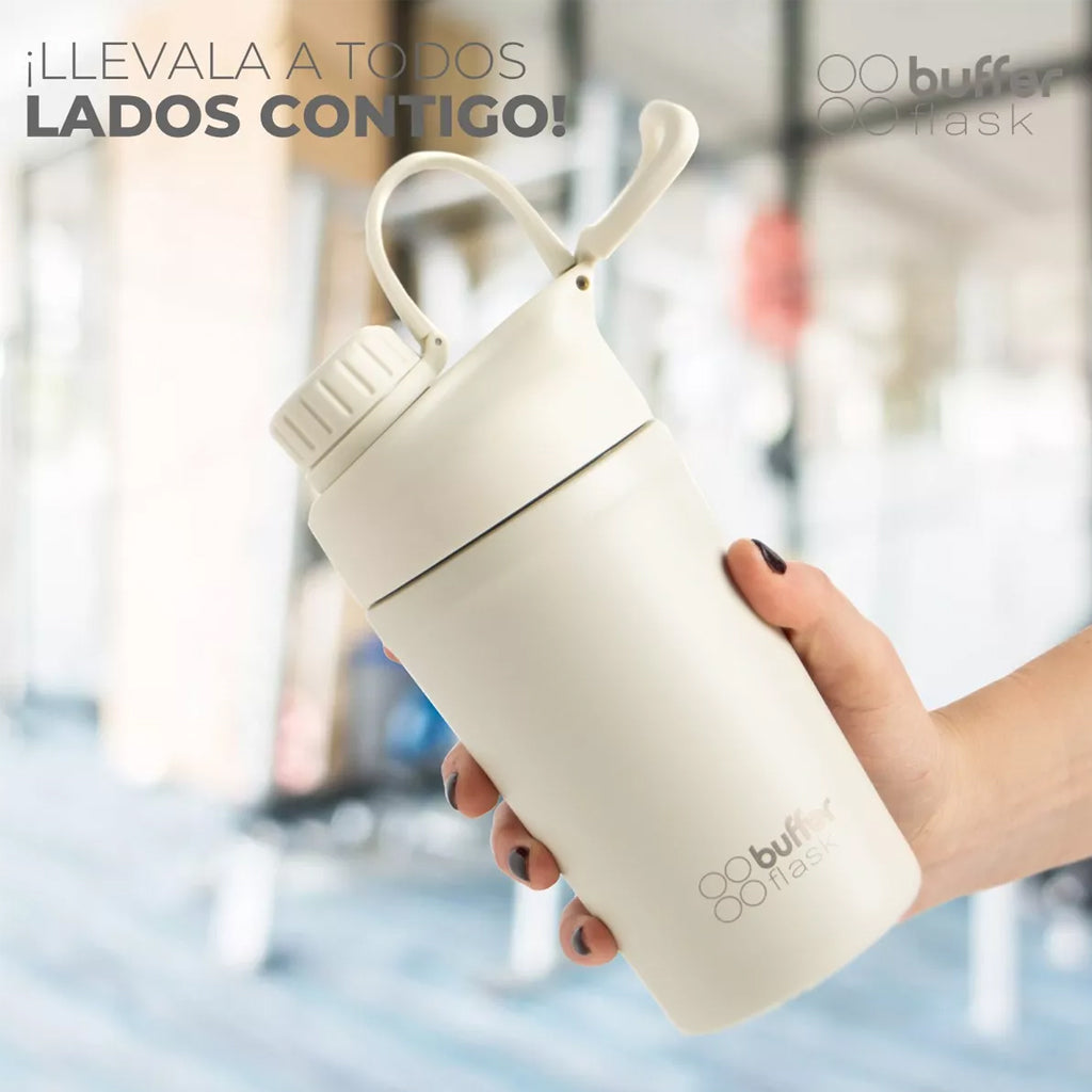 Shaker Proteina Buffer Acero Inoxidable 600ml Ivory