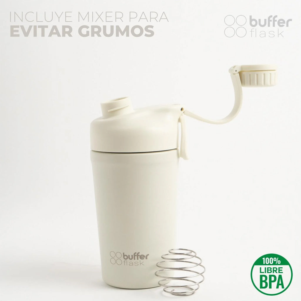 Shaker Proteina Buffer Acero Inoxidable 600ml Ivory