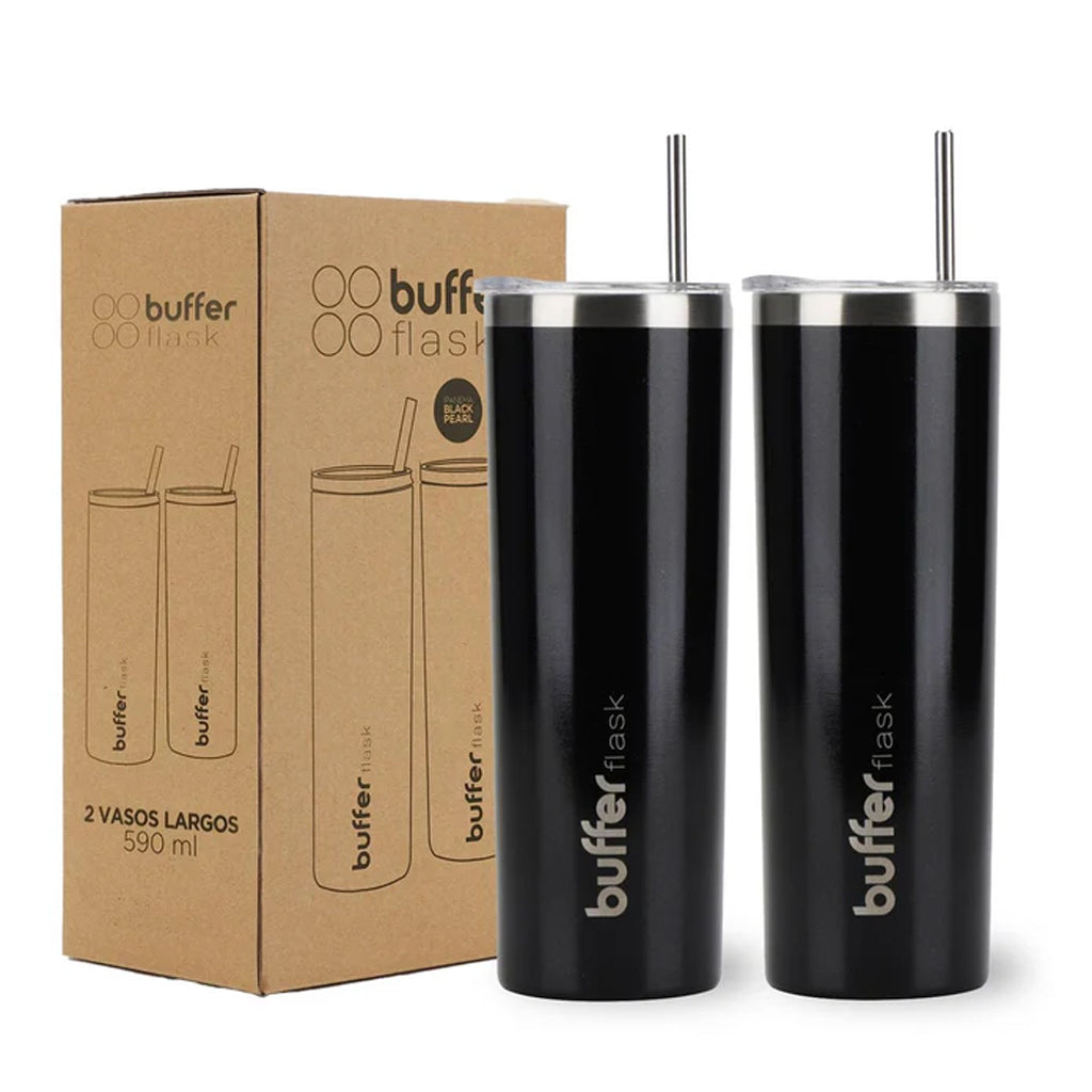 Set de 2 Vasos Térmicos Buffer Frío y Calor Negro