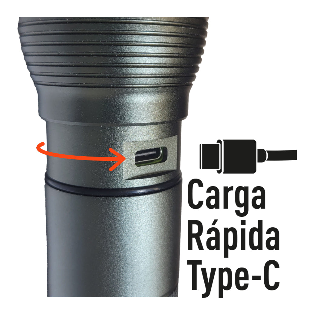 Linterna Led Recargable Usb Tipoc 1600Lm