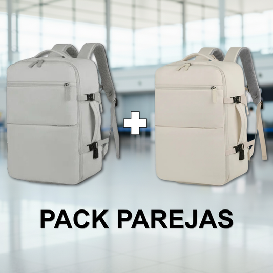 Combo 2 Mochilas de Viaje Viral (Beige & Grey).(Cabina Avión) 31L. Resistente al agua.