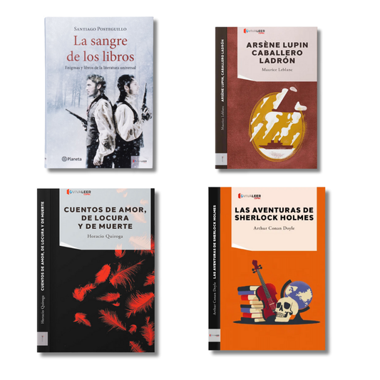 Combo: La Sangre De Los Libros + Arsène Lupin Caballero Ladrón + Las Aventuras De Sherlock Holmes + Cuentos De Amor Locura Y Muerte