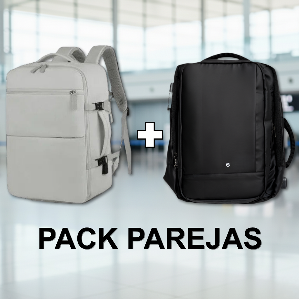 Combo: Mochila de Viaje 30L + Mochila Viaje Viral (Cabina Avión) 31L Premium Grey.