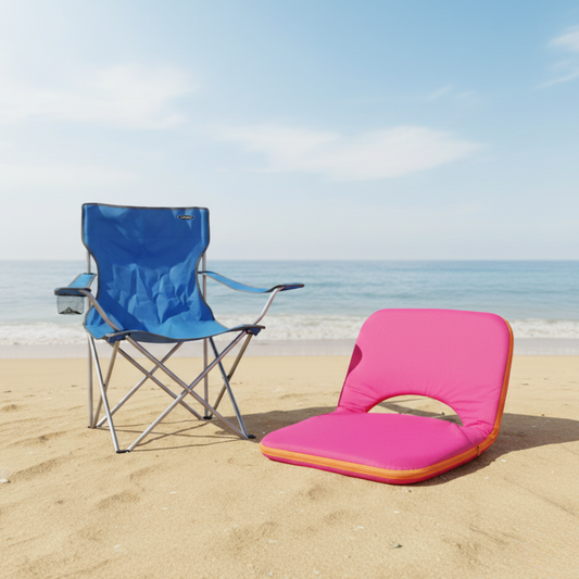 Combo: Silla Plegable Apoyabrazos Azul Outback + Silla Reclinable Fucsia