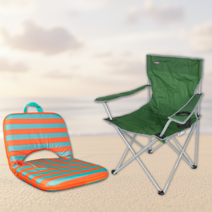 Combo: Silla Plegable Apoyabrazos Verde Outback + Silla Reclinable Rayas