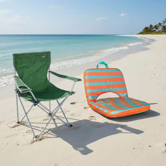 Combo: Silla Plegable Apoyabrazos Verde Outback + Silla Reclinable Rayas