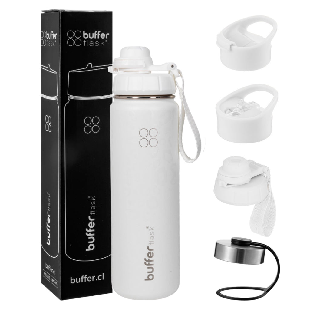 Botella Agua Térmica Buffer Morea 700ml +4 Tapas Ice Leopardo