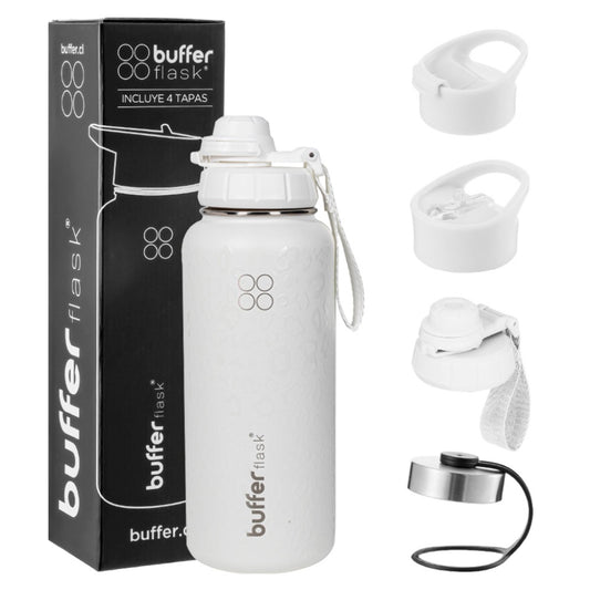 Botella Agua Térmica Buffer Morea 950ml +4 Tapas Ice Leopardo