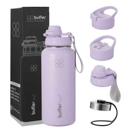 Botella Agua Térmica Buffer Morea 950ml +4 Tapas Lila