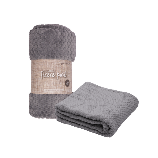 Manta Fleece Panal 125x150cm Gris Oscuro