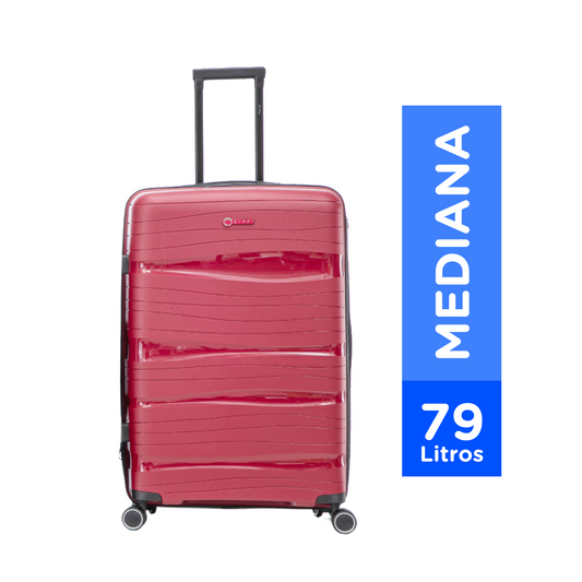 Maleta Kippi (M) Rígida Ultra Resistente y Expandible Wavy Rojo