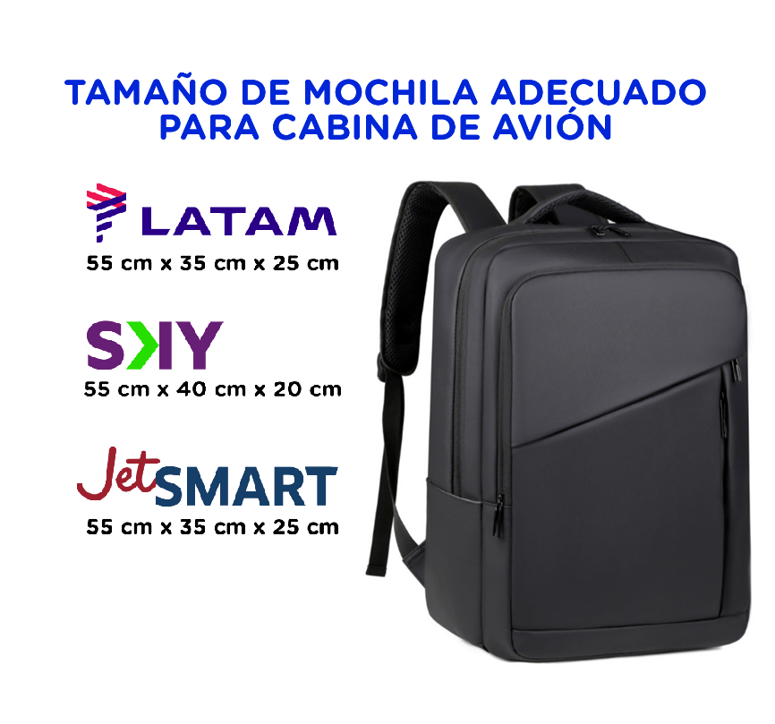 Mochila de Viaje (Apta Cabina de Avión). 15L.