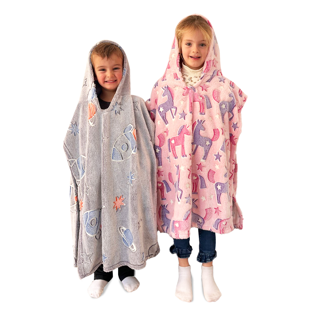 Poncho Manta Que Brilla en la Oscuridad Azul
