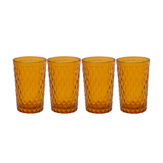 Set 4 vasos de vidrio 350 ml Ámbar