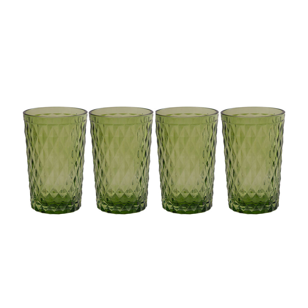 Set 4 Vasos De Vidrio 350 Ml Verde