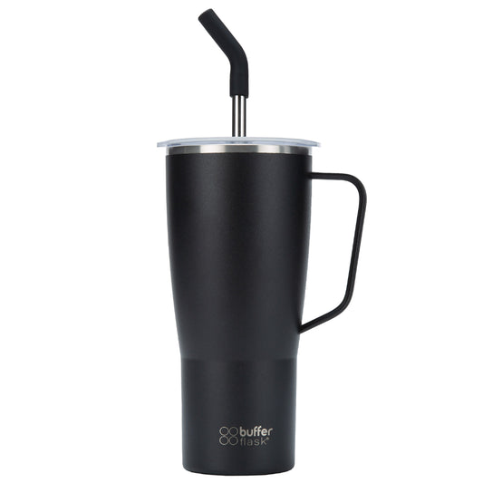 Mug Vaso Térmico Buffer Roques 1Lt + 2 Tapas Negro