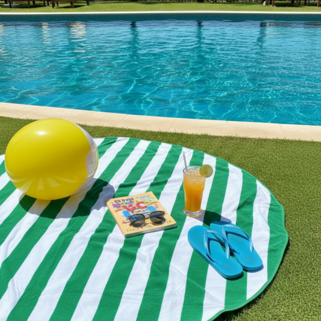 Toalla de Playa Redonda 150 cm. Colores surtidos.