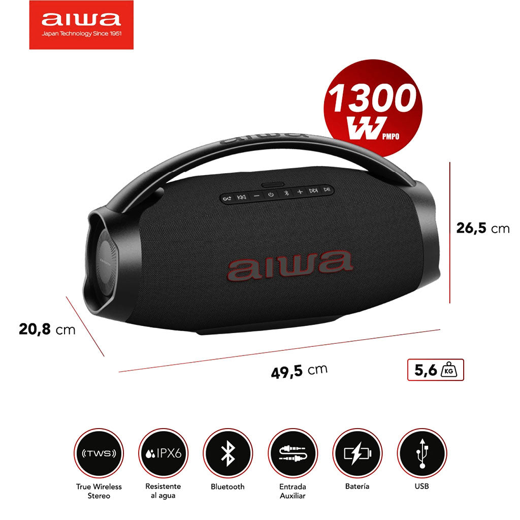 Parlante Portátil Bluetooth AIWA AW-H51BT Negro