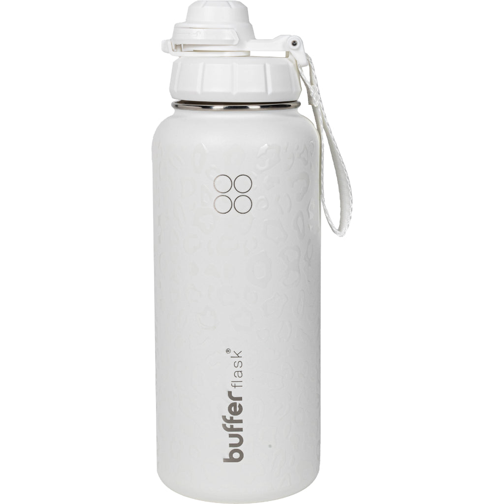 Botella Agua Térmica Buffer Morea 950ml +4 Tapas Ice Leopardo