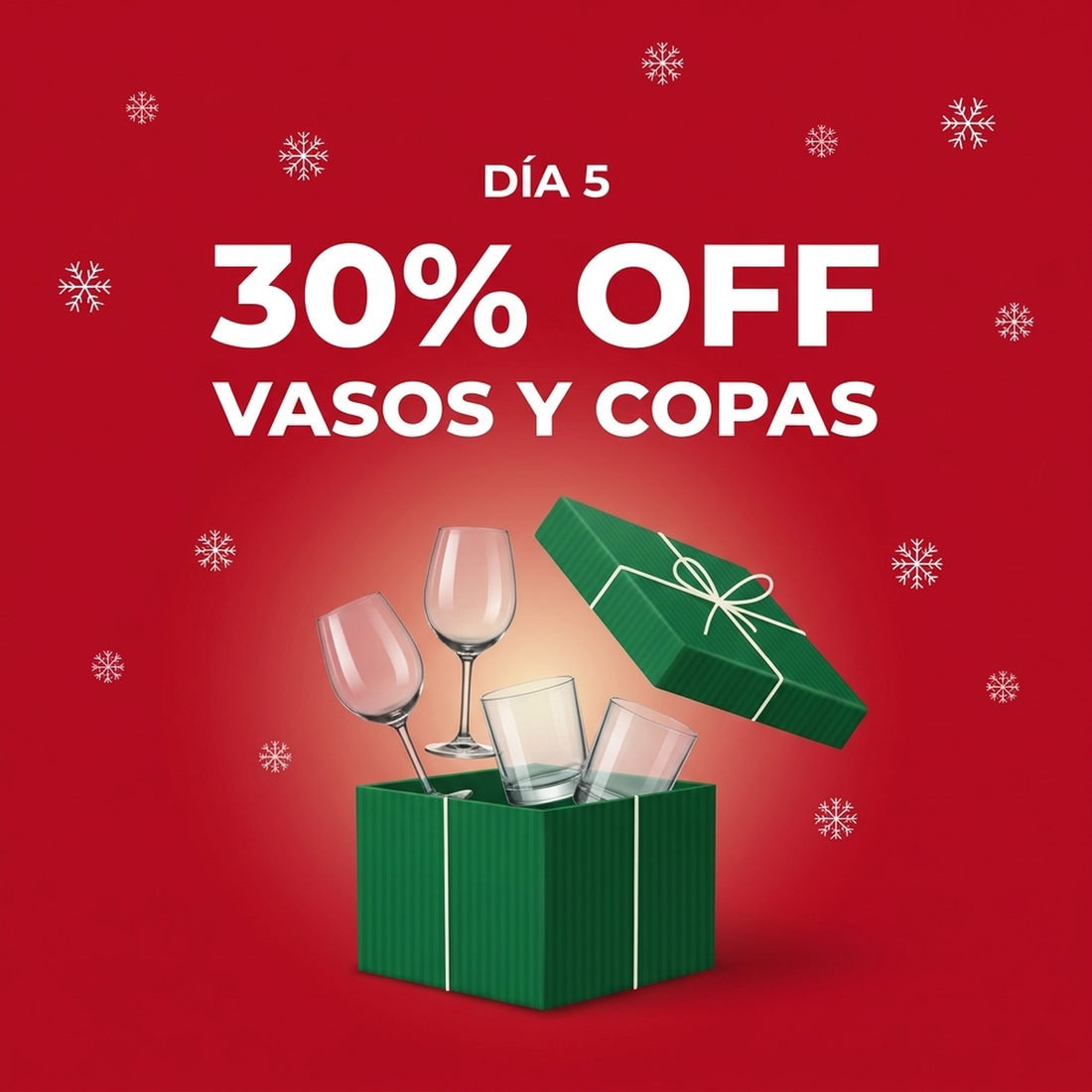 30% de descuento en Vasos y Copas