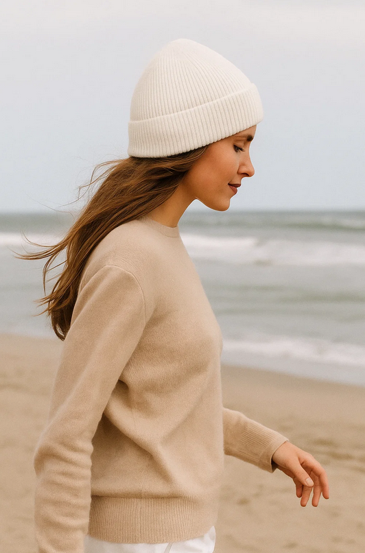 Gorro de punto Blanco con accesorio Pompón Intercambiable
