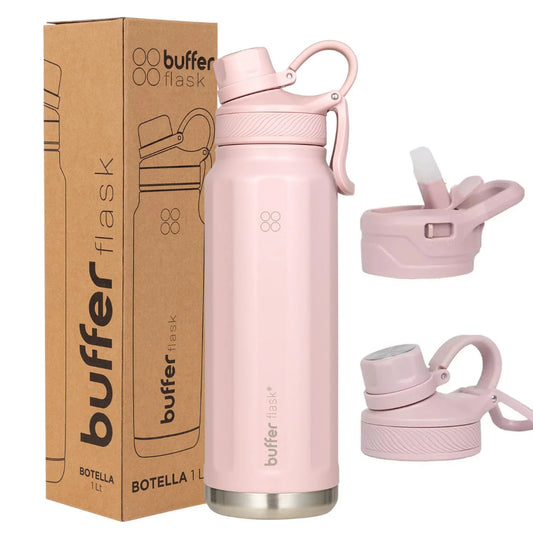 Botella Agua Térmica Buffer Paine 1Lt  + 2 Tapas Velvet