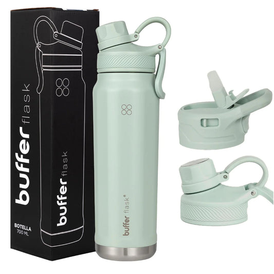 Botella Agua Térmica Buffer Paine 700ml  + 2 Tapas Sage Green