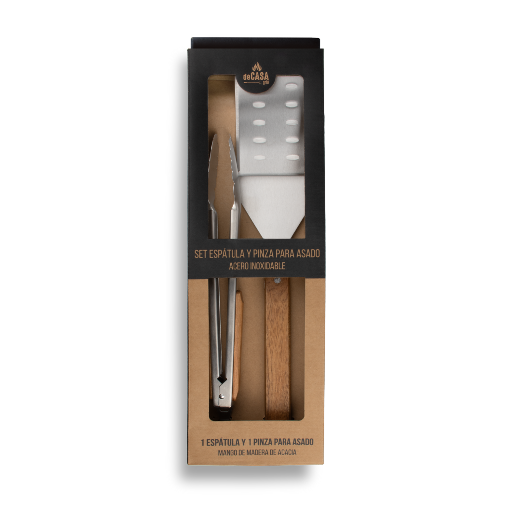 Set Espatula Y Pinza Para Asado