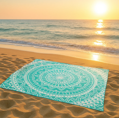 Toalla Playa XL 153X163Cm Mandala Aqua