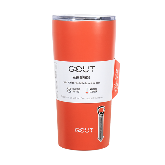 Mug Térmico 560Ml Con Abridor Gout - Color Naranjo