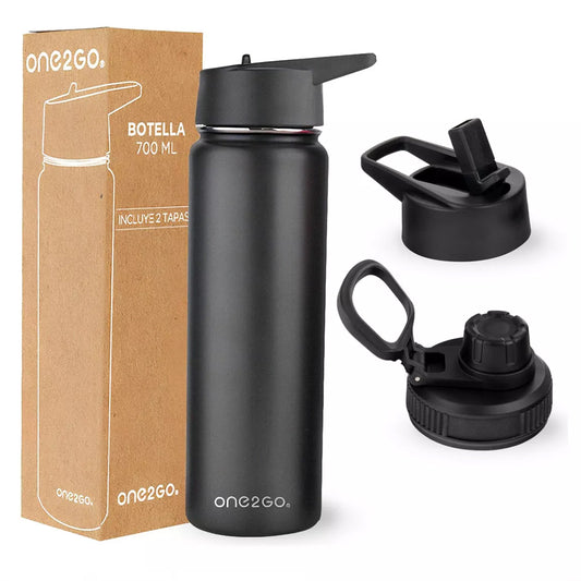 Botella Térmica One2Go Acero Inoxidable 700 Ml Negra