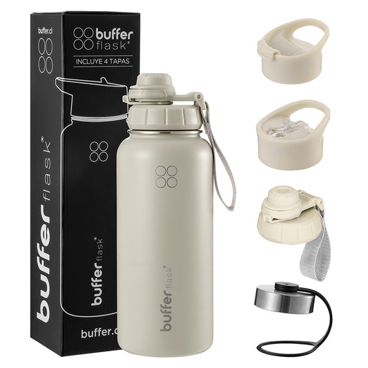 Botella Térmica Buffer Acero Inoxidable 950ml +4 Tapas Ivory