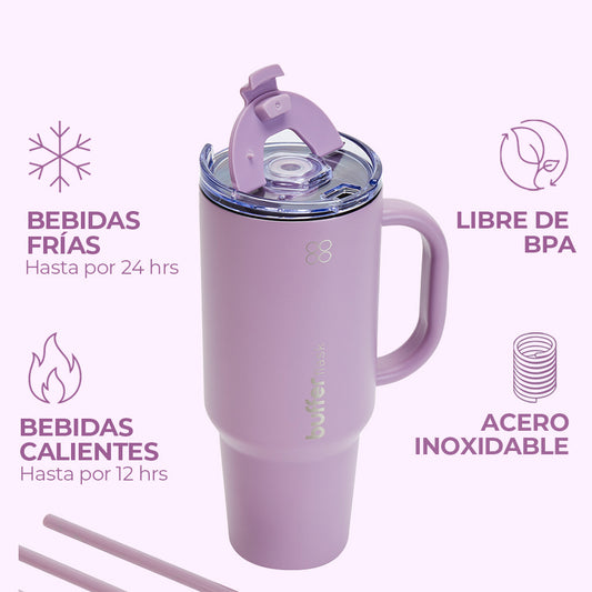 Botella Térmica Mug Buffer Acero Inoxidable 1,2 Lt Frio Y Calor Lila