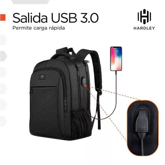 Mochila Viaje apto cabina. 25L Impermeable. Antirrobo Negro